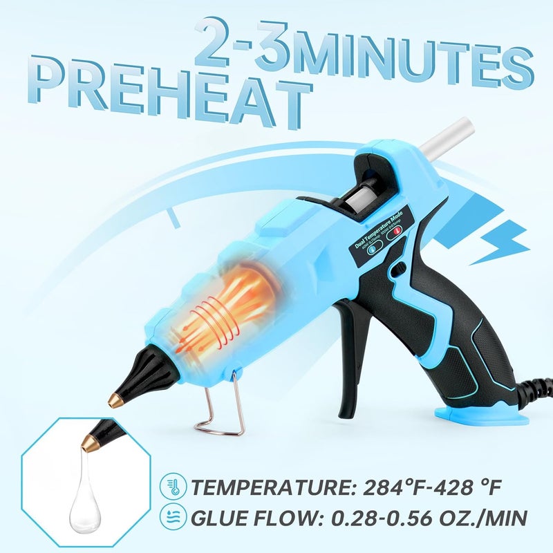 ThinkLearn 60/100W Dual Power Hot Glue Gun Kit with 15 Glue Sticks (7/16"), Heavy Duty Large Glue Gun for Crafts, DIY, Home Repairs - Blue - Image 5